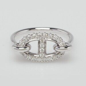 Hermes 18k White Gold and Diamonds Farandole Ring Size 5.25/50